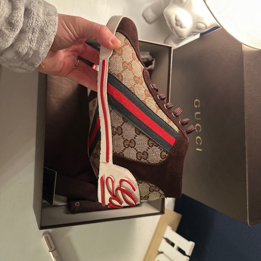 High top monogram Gucci sneakers